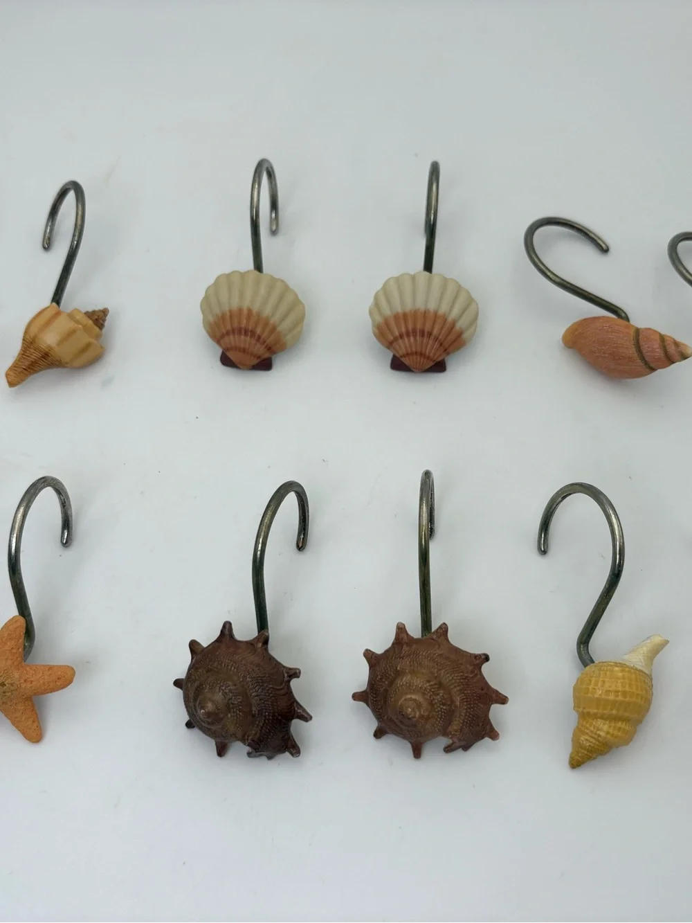 Vintage Seashell Shower Curtain Hooks - Assorted Beach Theme